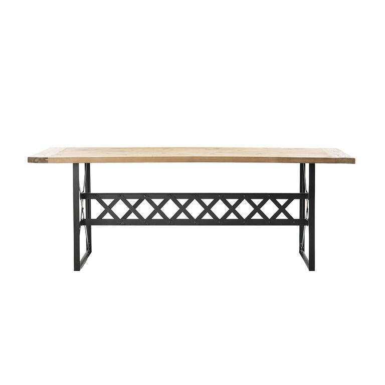Mesa de comedor natural de pino y hierro Obenque