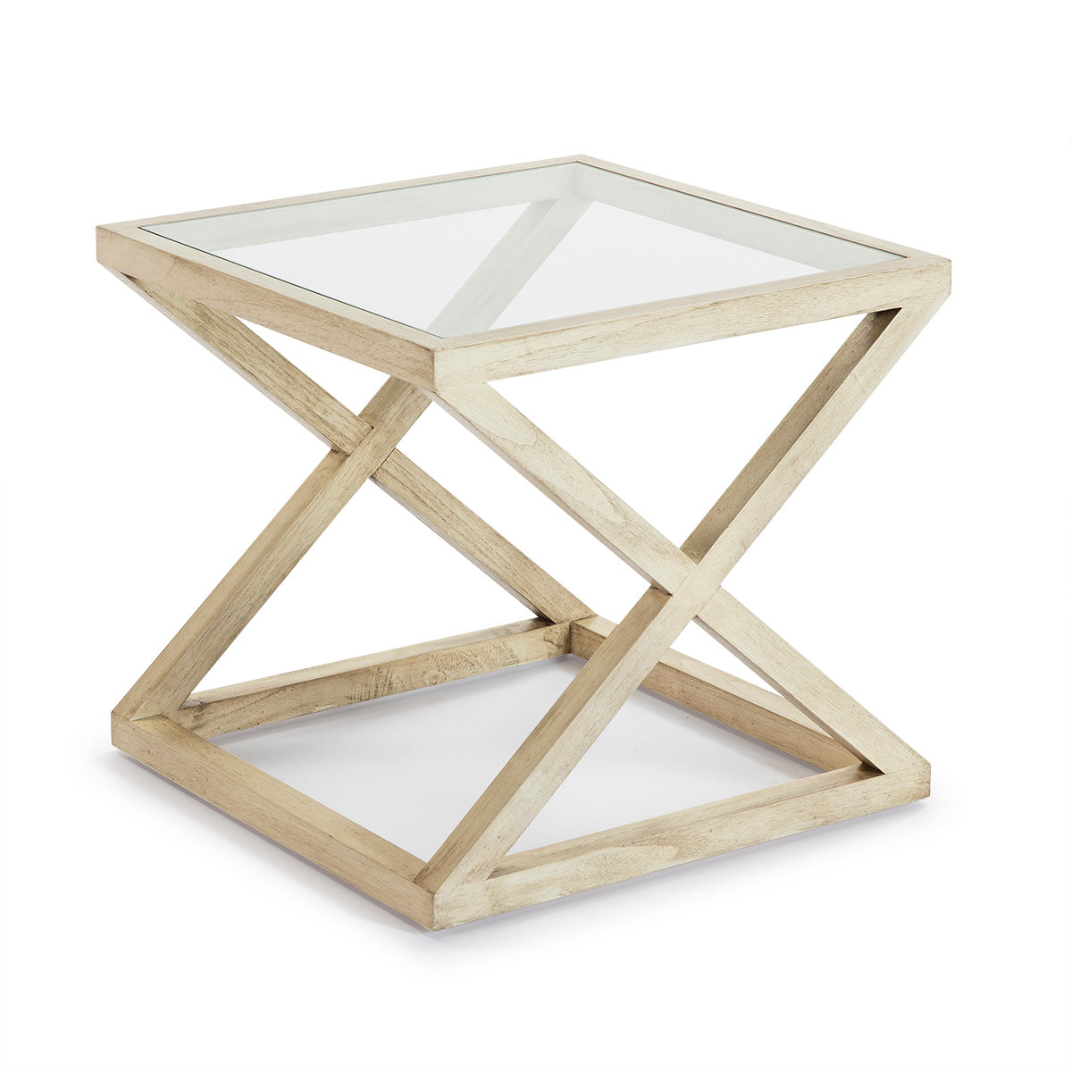 Mesa auxiliar de madera y cristal Mieres