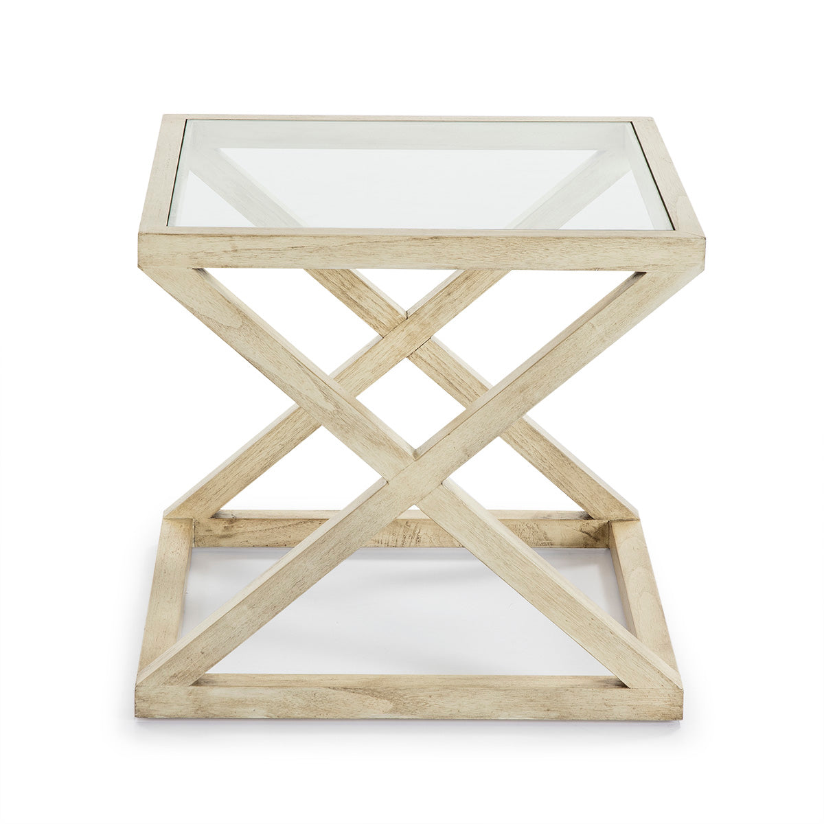 Mesa auxiliar de madera y cristal Mieres