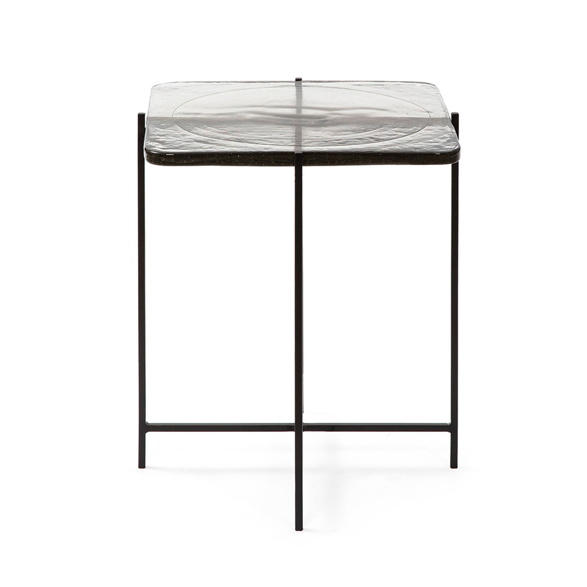 Mesa auxiliar de metal y vidrio Afragola
