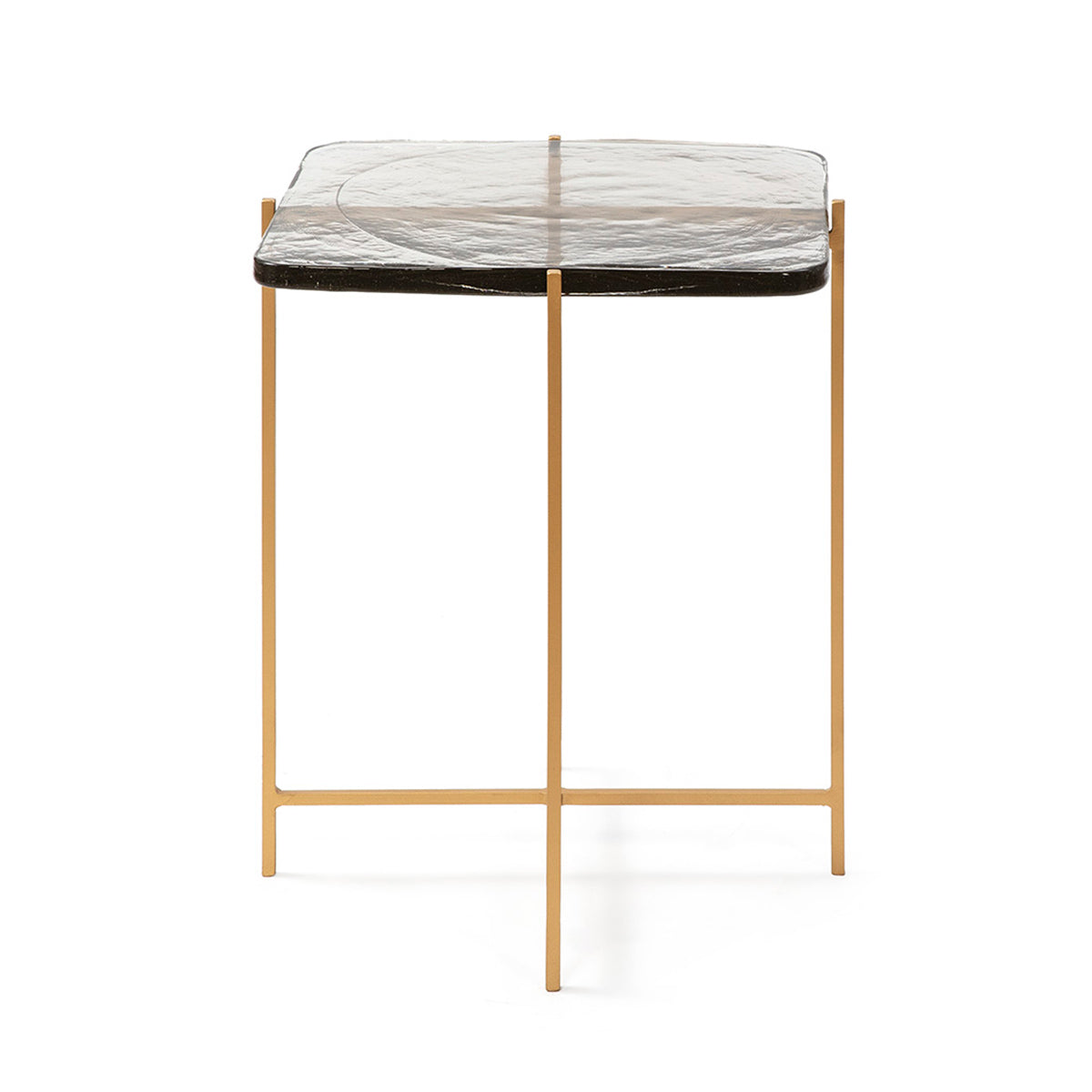 Mesa auxiliar de metal y vidrio Cesenatico