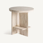 Mesa auxiliar de travertino beige Pita 50 cm