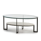 Mesa de centro de cristal, mármol y metal Lucca