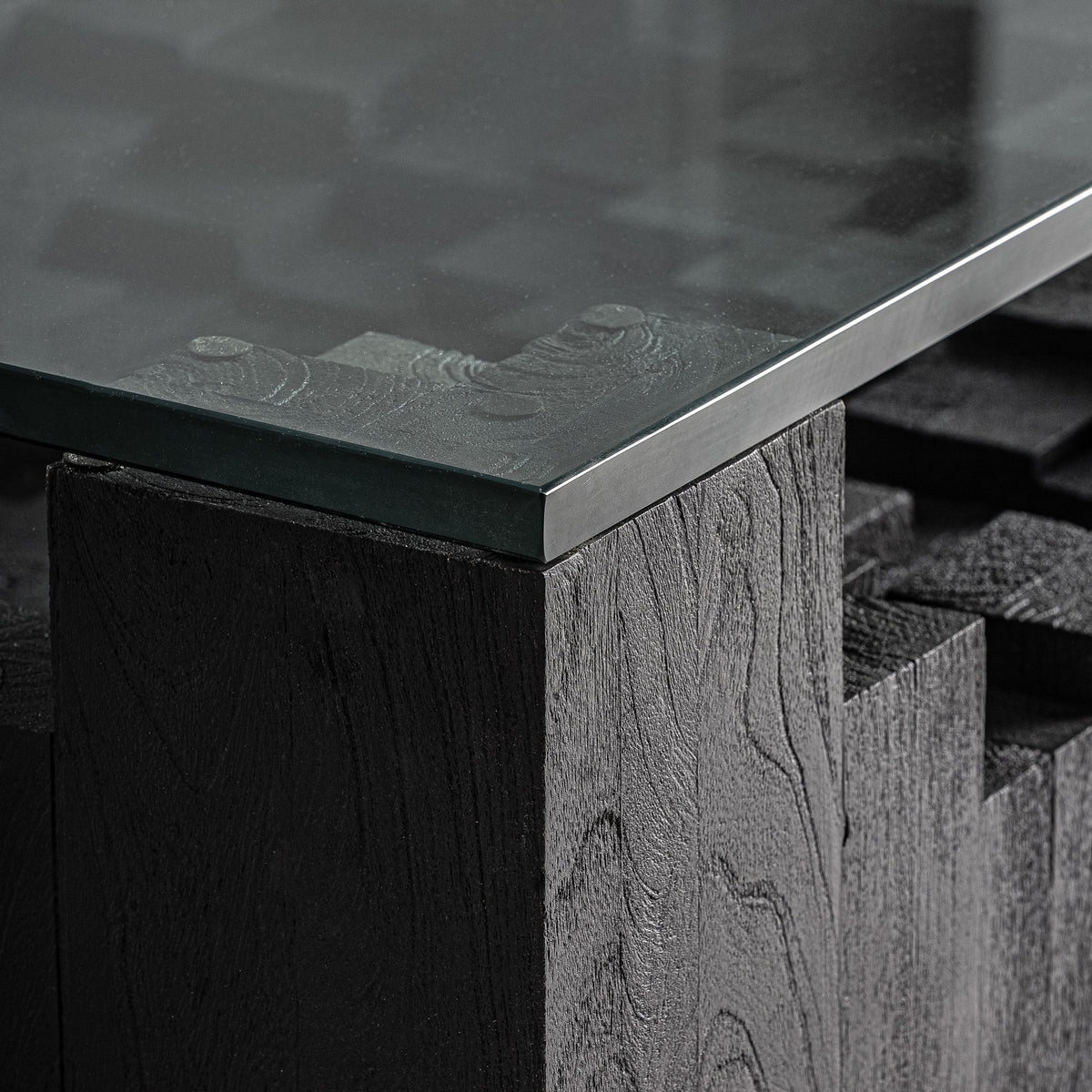Mesa de centro de mango y cristal Panarea 118 cm