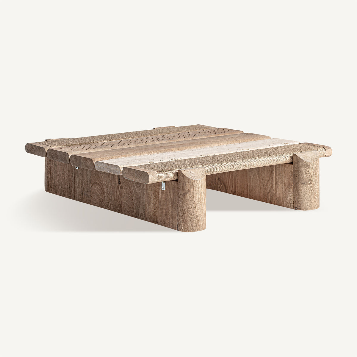 Mesa de centro de mango y mármol Sapri 80 cm