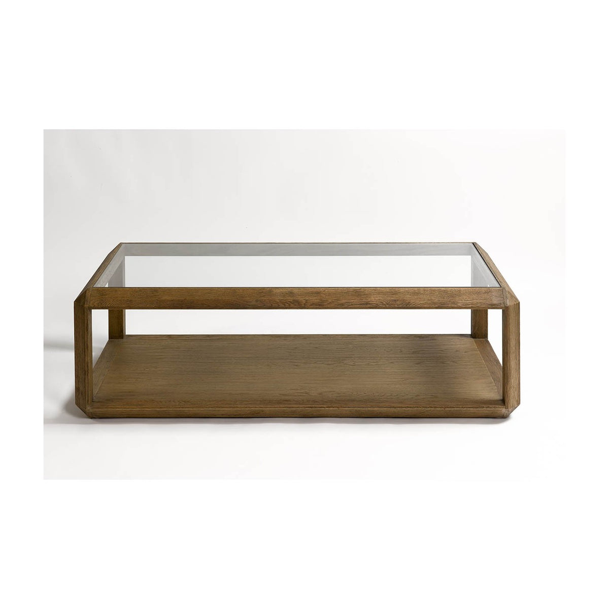 Mesa de centro de roble y cristal con bandeja Huéscar
