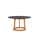 Mesa de comedor de madera de roble y mármol Tamariu