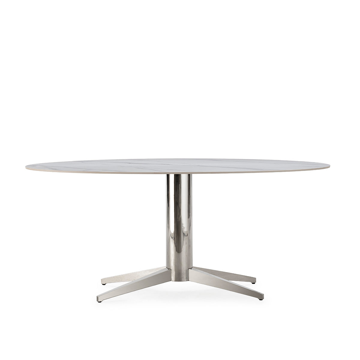 Mesa de comedor de porcelánico y acero inoxidable Sulmona