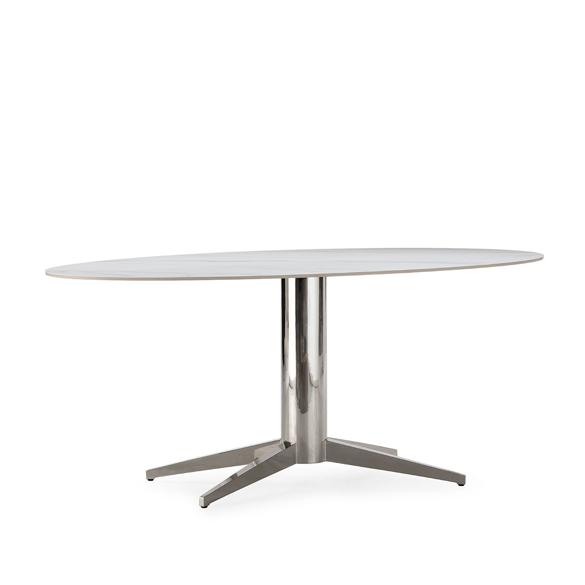 Mesa de comedor de porcelánico y acero inoxidable Sulmona