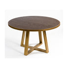 Mesa de comedor redonda de madera y metal rosado Sotogrande