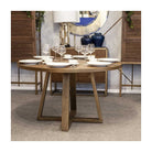Mesa de comedor redonda de madera y metal rosado Sotogrande