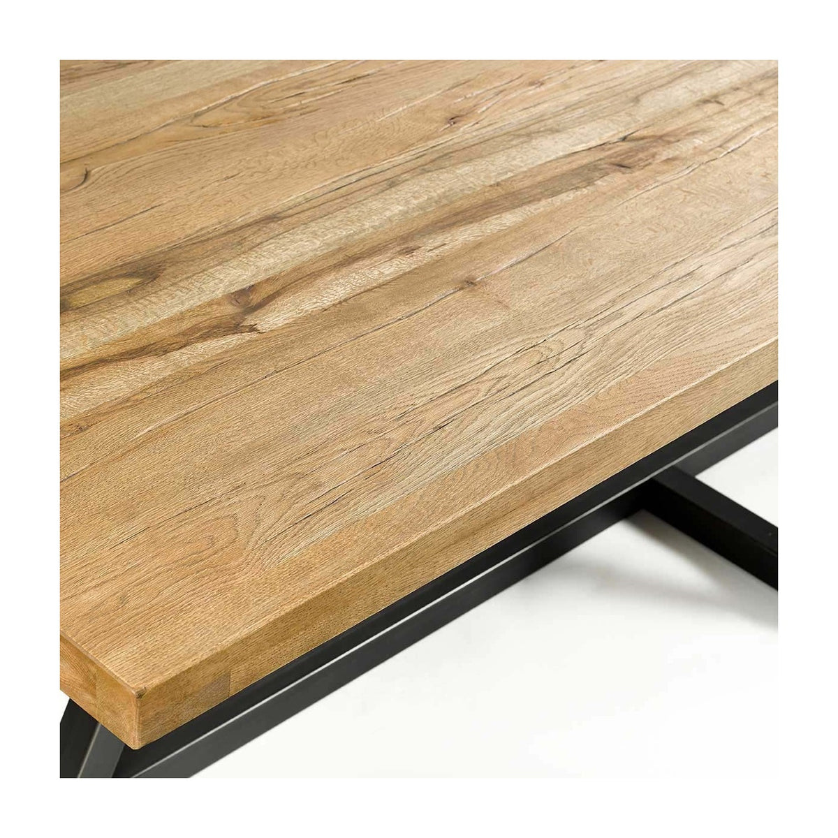 Mesa de comedor de roble macizo y pie central Alcaucín
