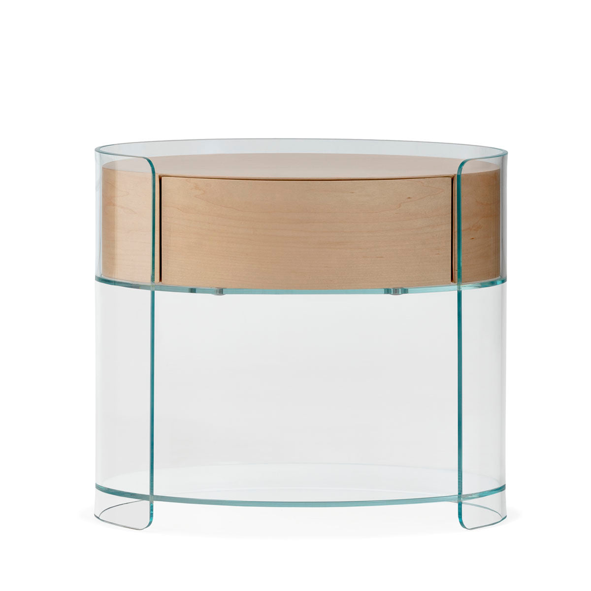 Mesita de noche de cristal y madera Mijas