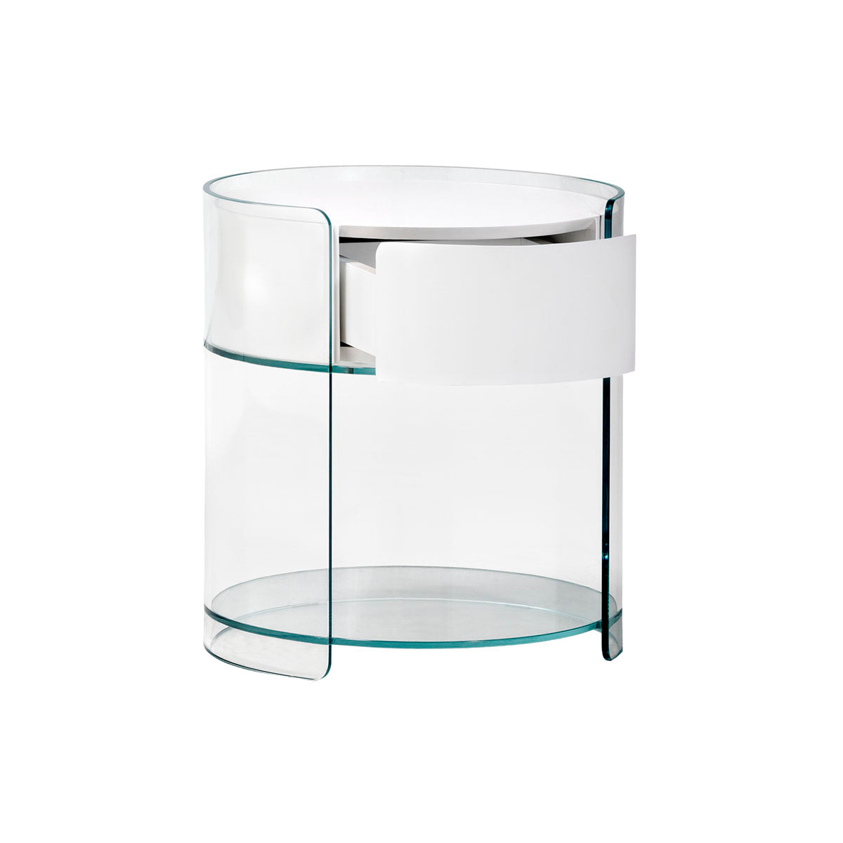 Mesita de noche de cristal y madera Mijas