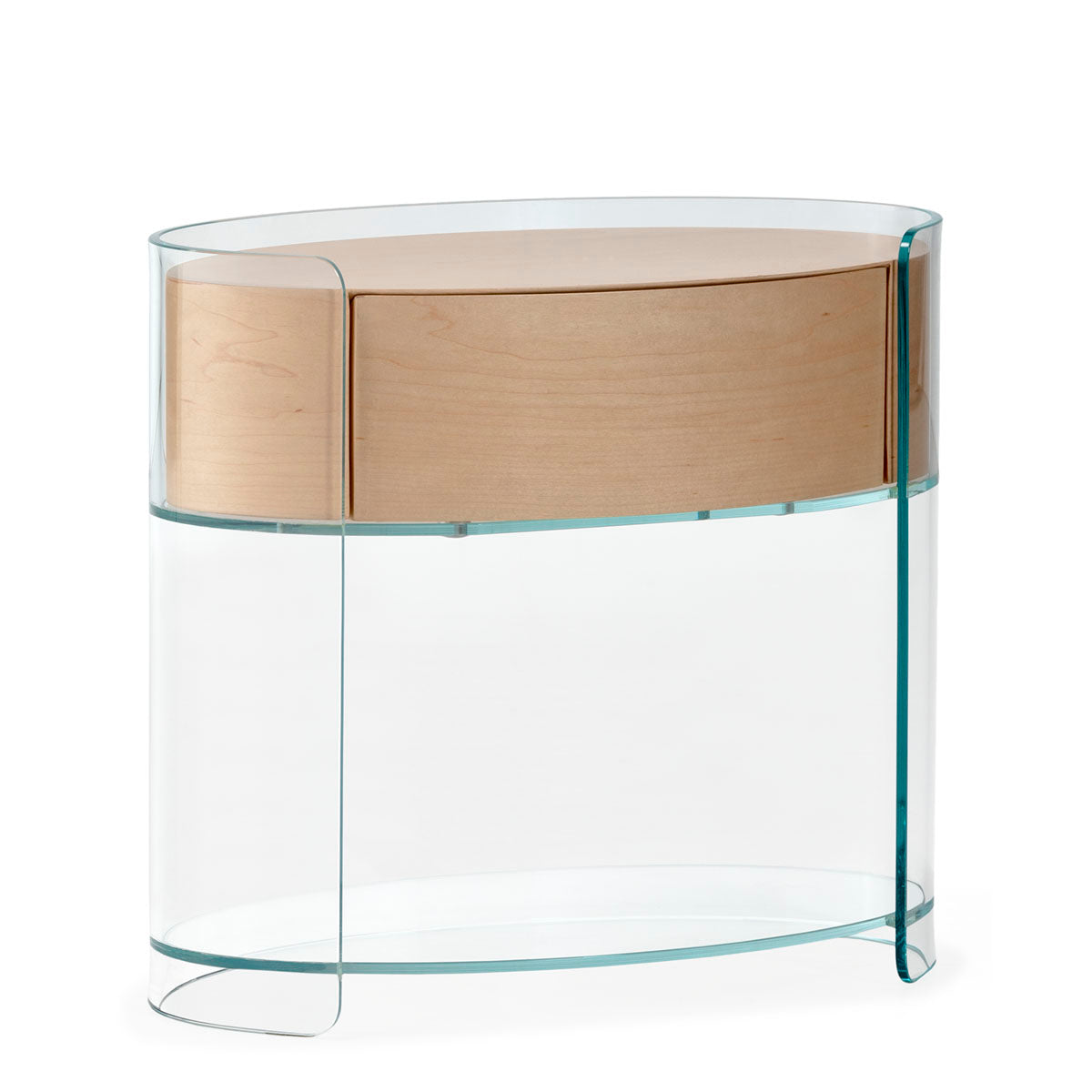 Mesita de noche de cristal y madera Mijas
