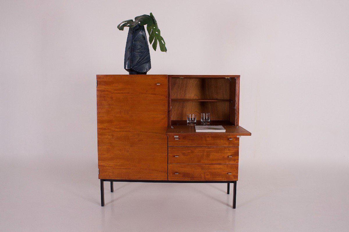 Mueble bar secreter vintage 1293 de Pierre Guariche para Meurop