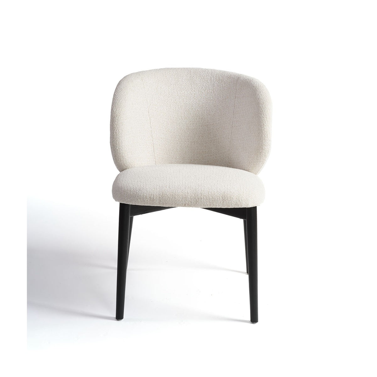 Sillón redondeado tapizado de madera negra Frontera