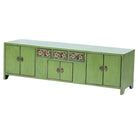 Piecero verde de pino con 3 cajones y 6 puertas Mosquitero
