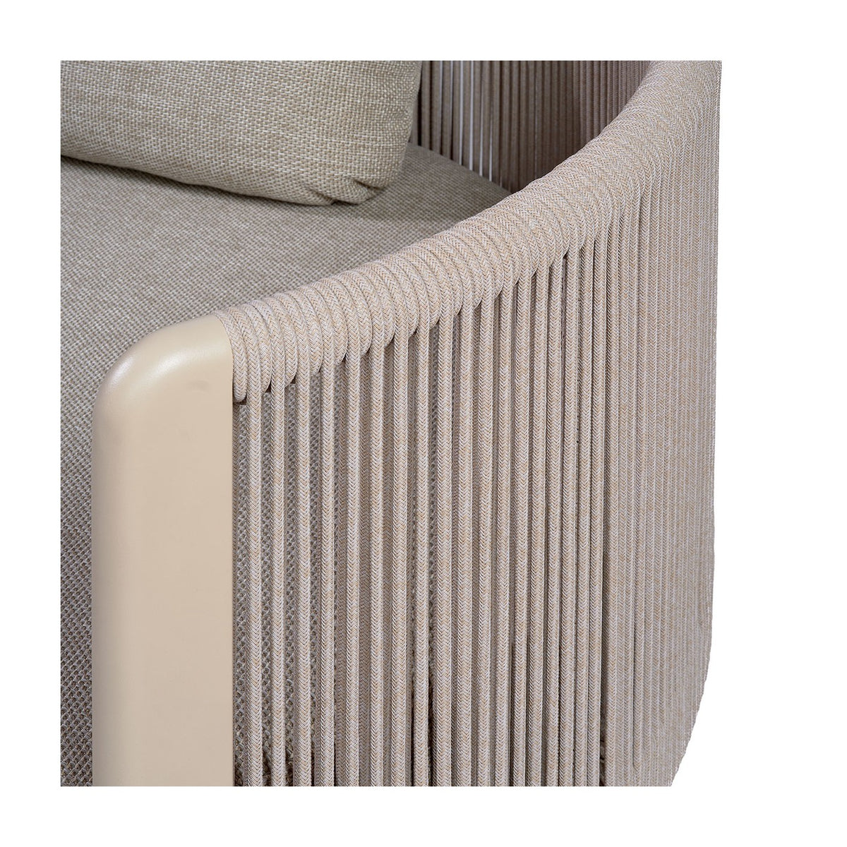 Sofá curvo de exterior de aluminio, cuerda y madera Potes