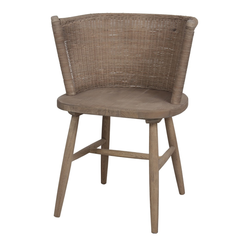 Set de 2 sillas de madera con respaldo de ratán Pina