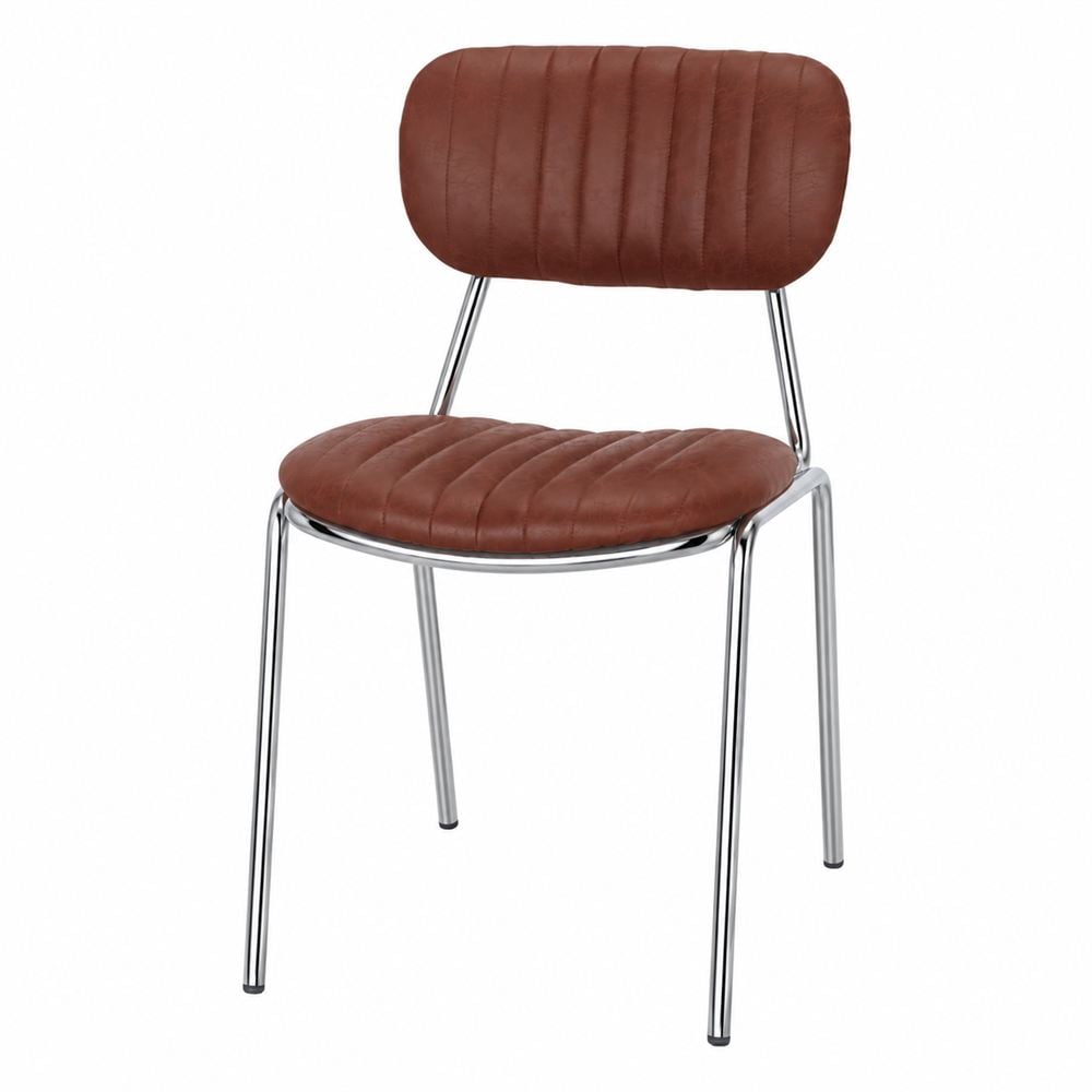 Set de 2 sillas tapizadas de metal cromado Dario