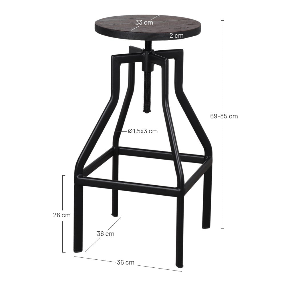 Set de 2 taburetes altos regulables de metal Gilbert