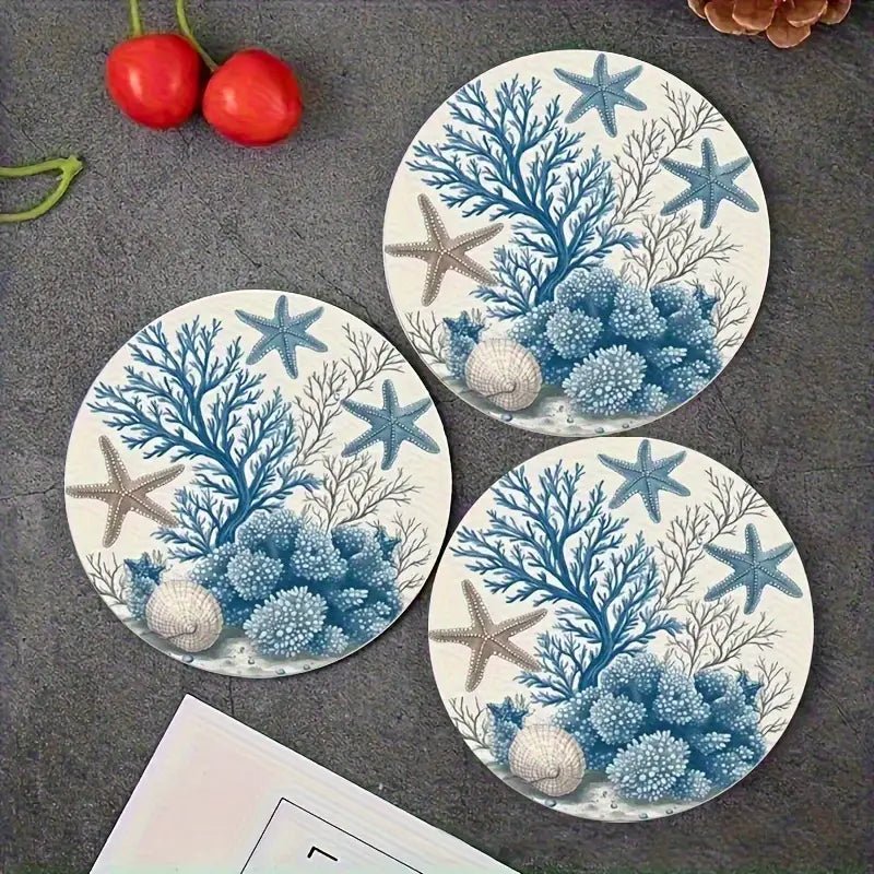 Set de 6 Posavasos Corales Azules - pino_y_jacaranda