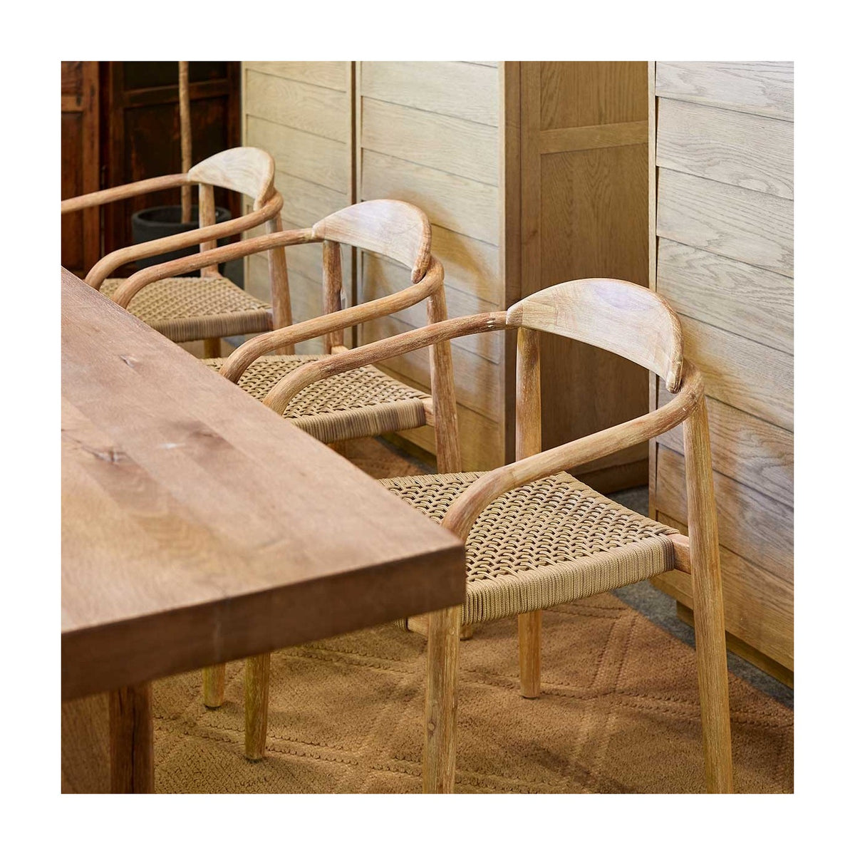 Silla de exterior de cuerda arena y eucalipto Zuheros