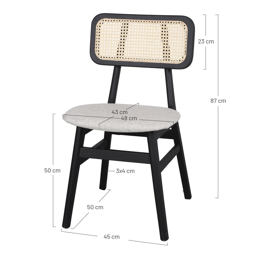 Silla de fresno con respaldo de rejilla Gianni