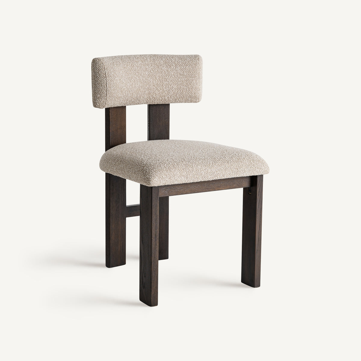 Silla de fresno negro y tapizado beige Vilafranca