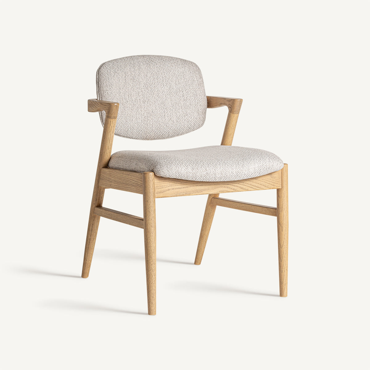 Silla de lino beige y fresno claro Murla