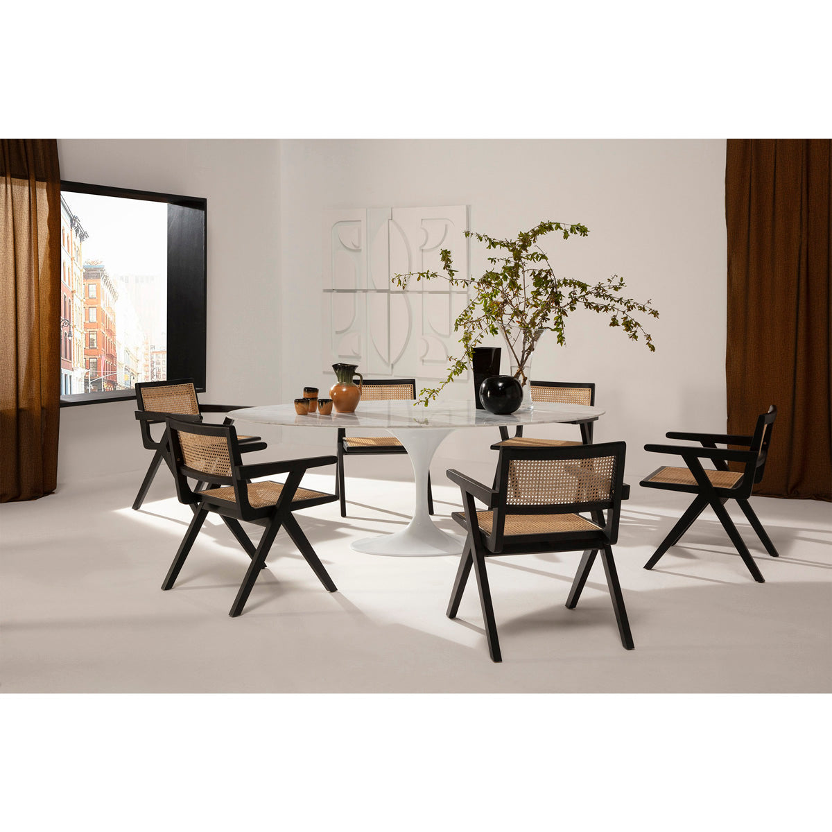 Silla de madera y ratán Savigliano