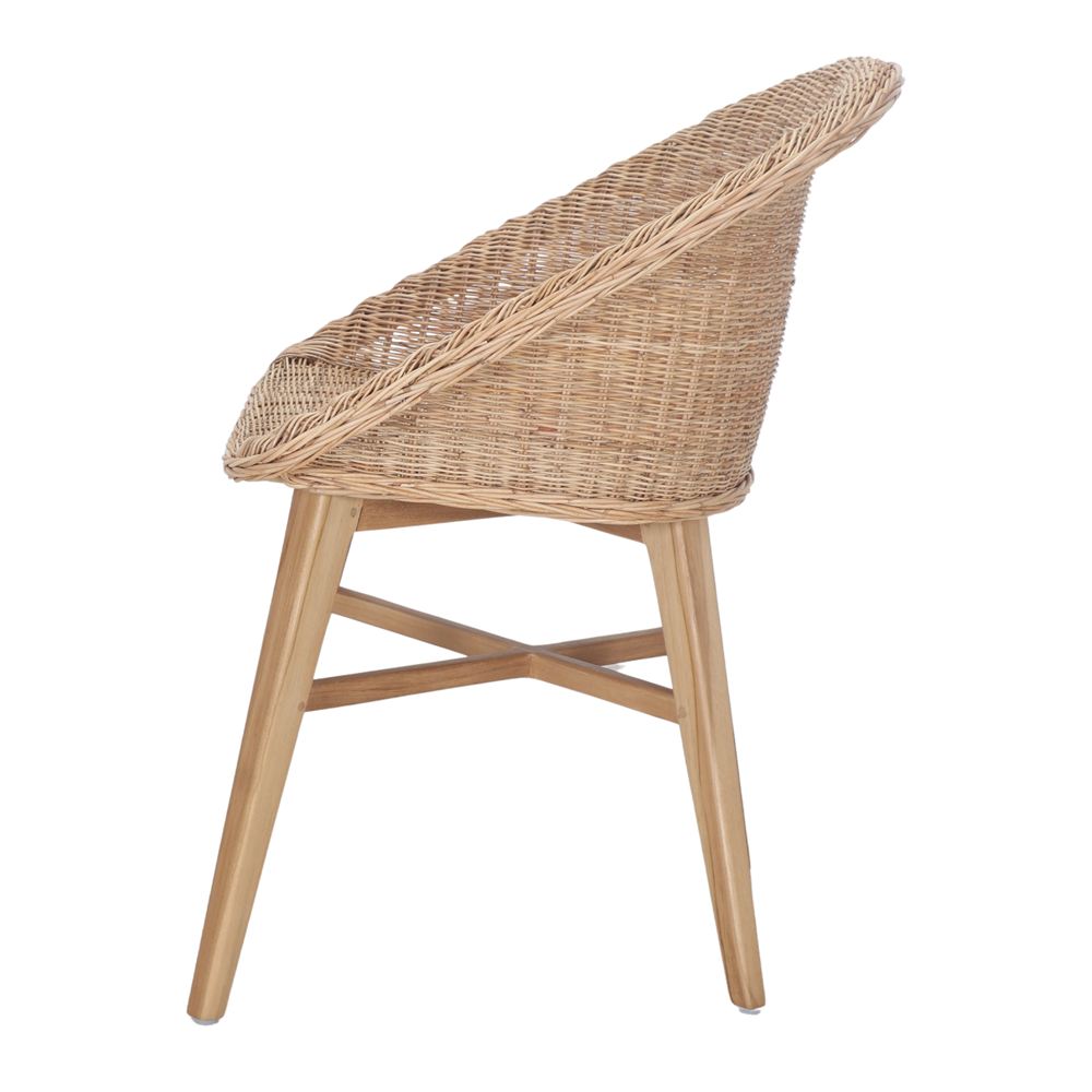Silla de teca y ratán sintético Jules