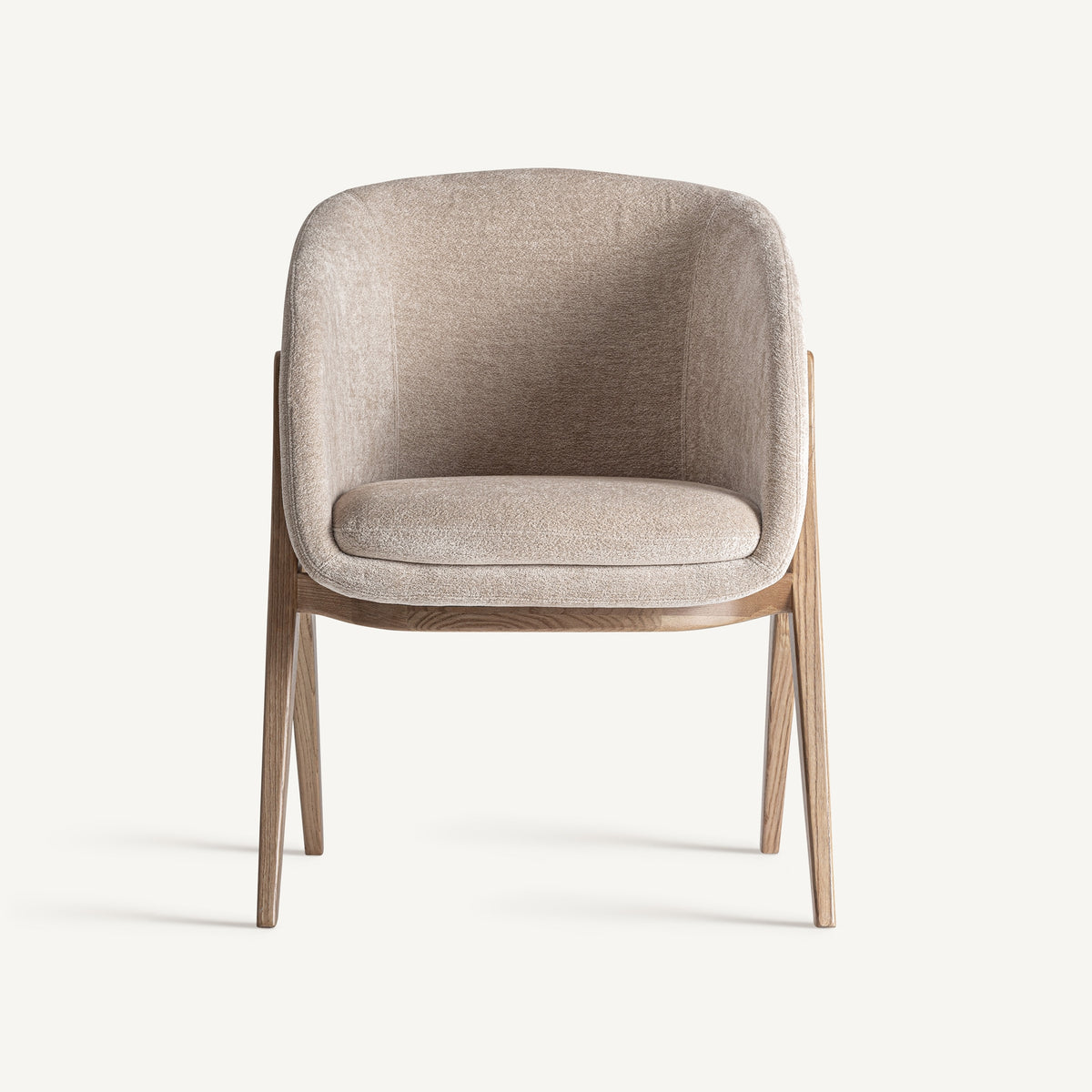 Silla tapizada beige de fresno Massanella