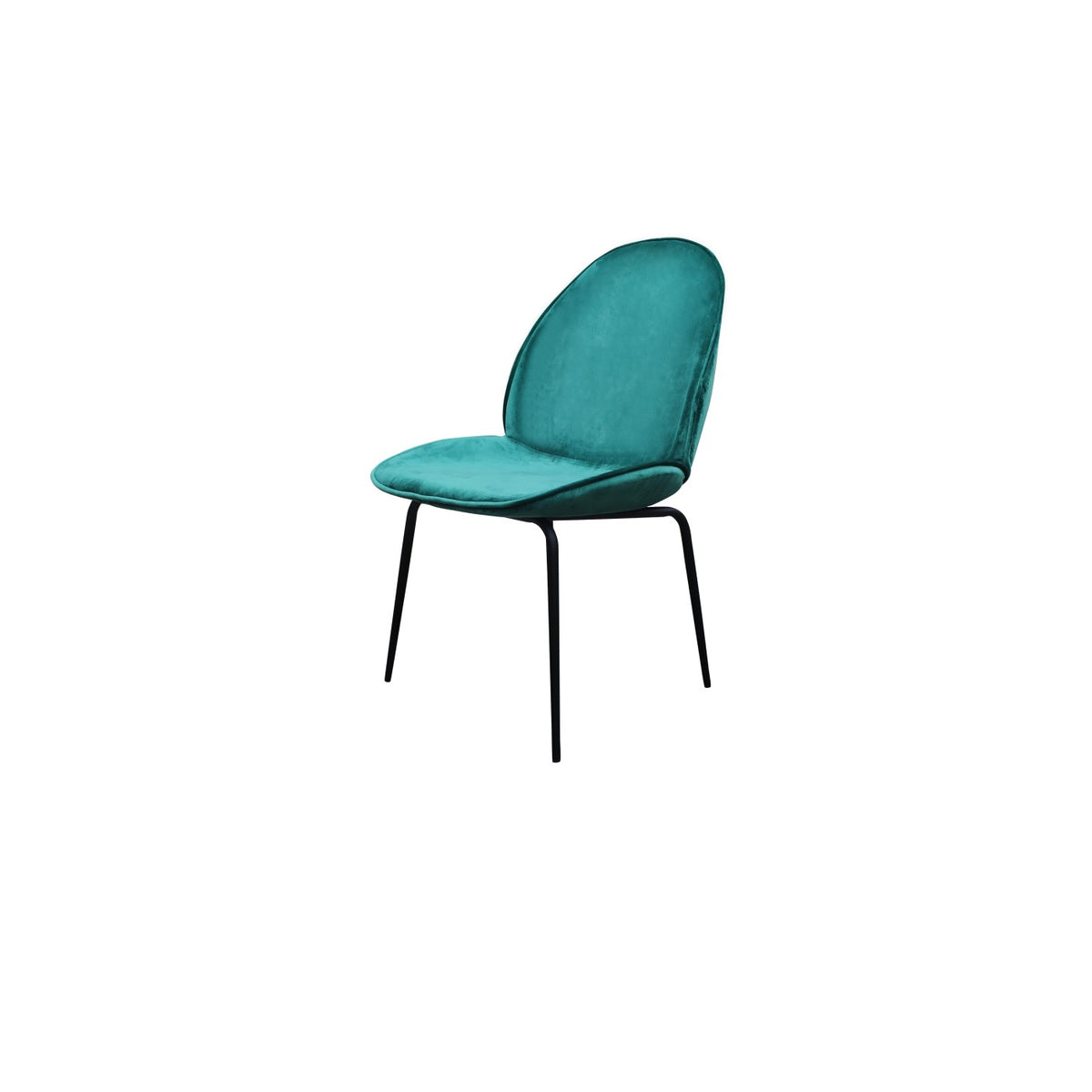 Silla de terciopelo verde y patas negras Paterna