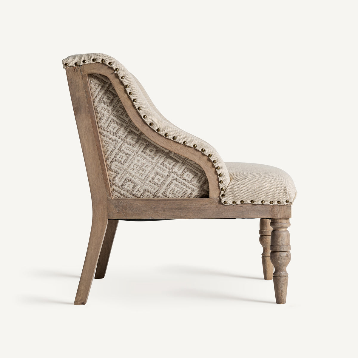 Sillón de madera de mango y tapizado beige Galtellì