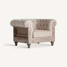 Sillón de madera tropical y tapizado beige Sant Jordi