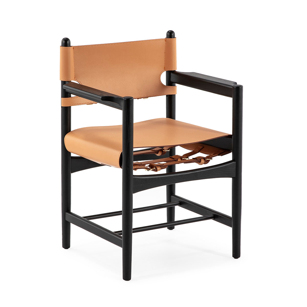Sillón de madera y piel Sagres
