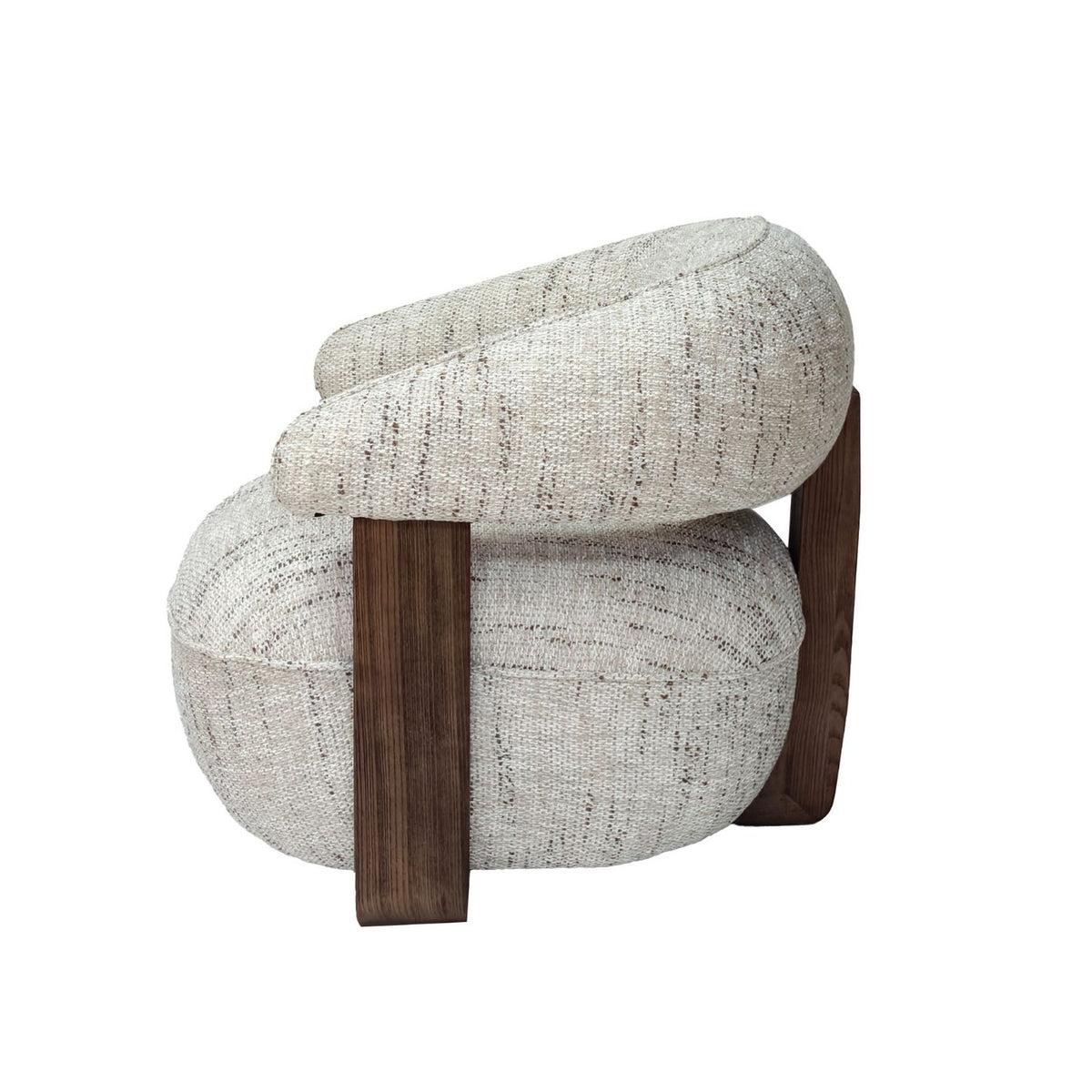 Sillón orgánico de nogal y tapizado crudo Uncastillo