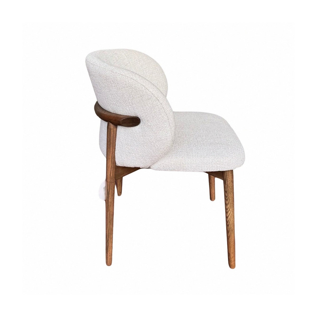 Sillón redondeado de fresno nogal y bouclé Peñíscola