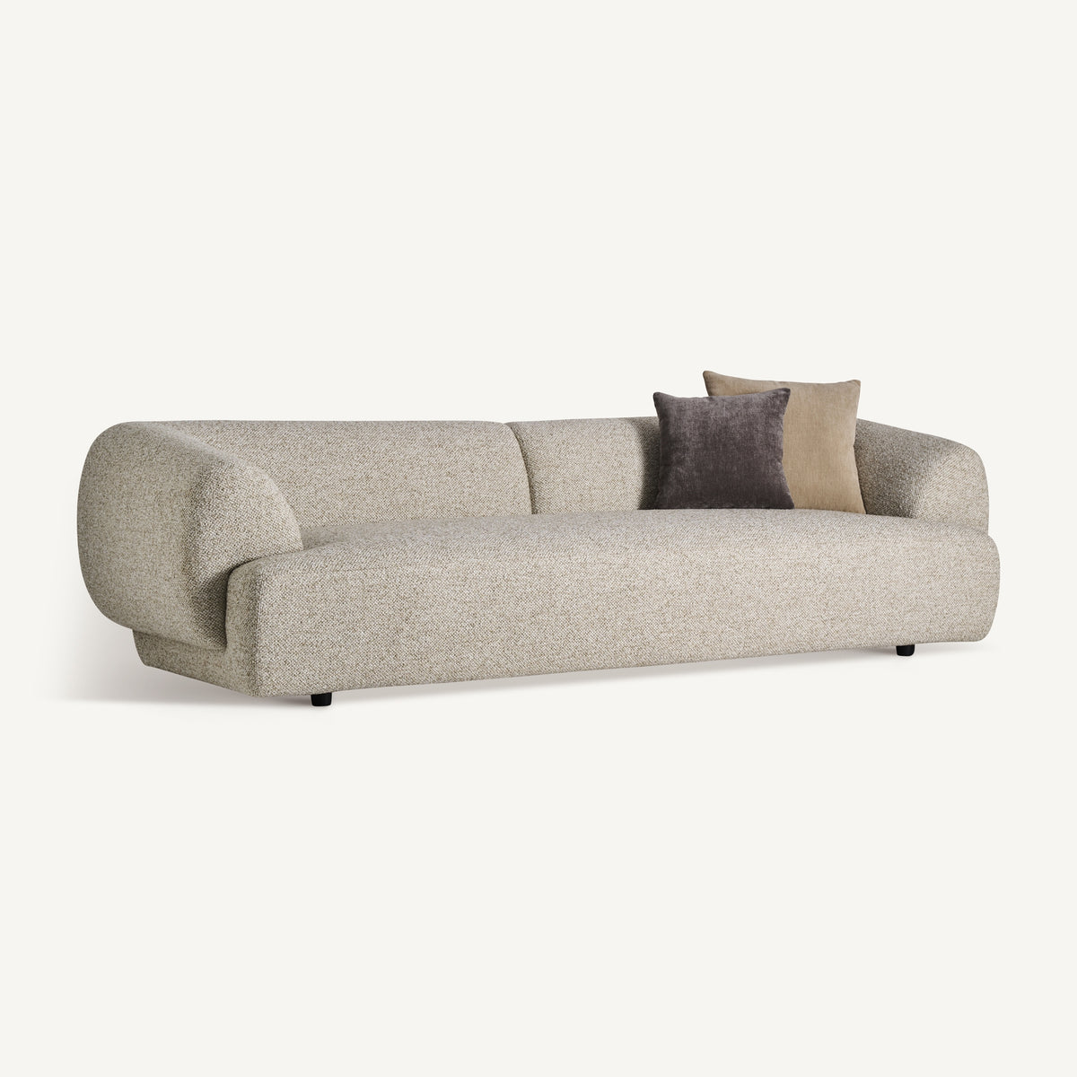 Sofá tapizado beige con estructura de alerce Posada