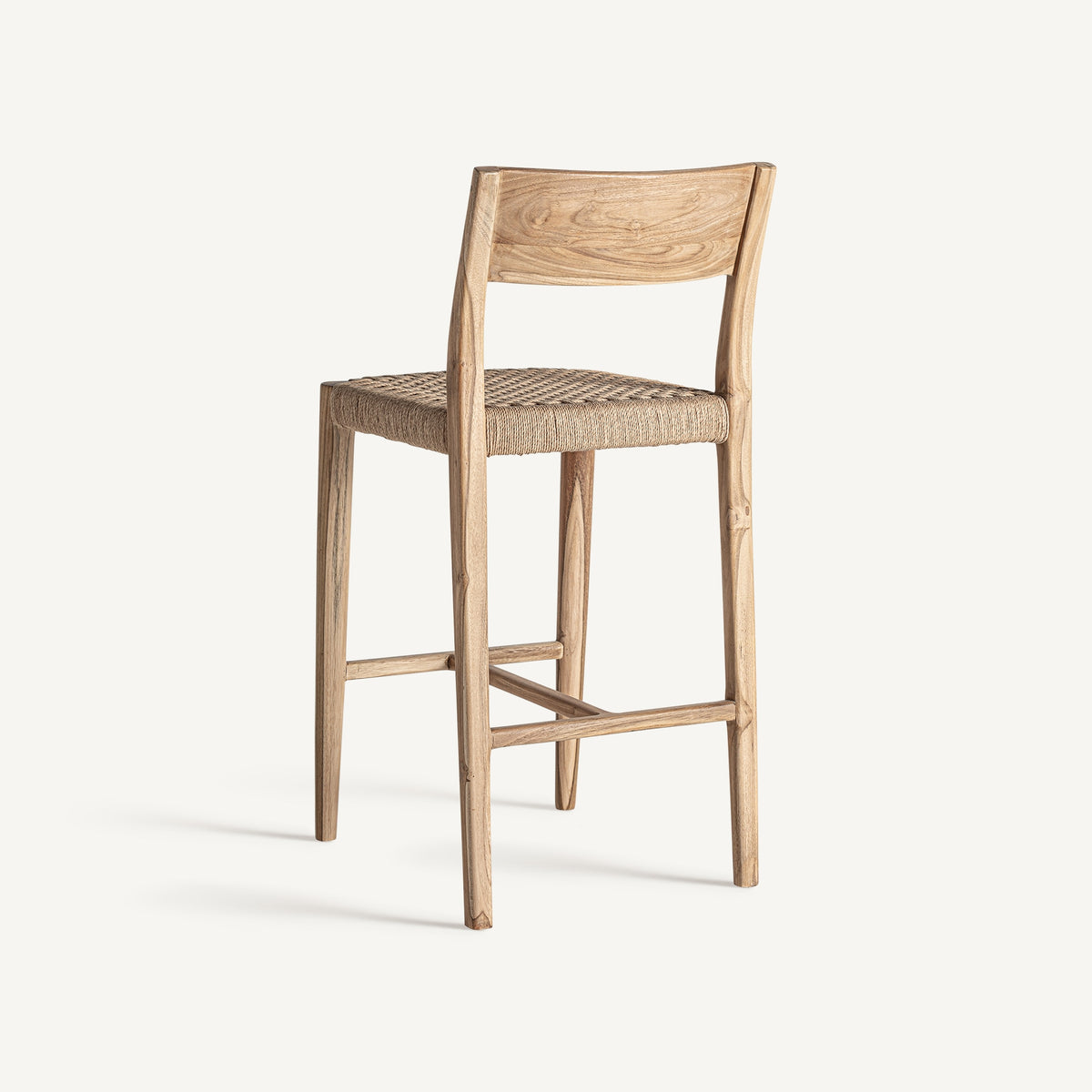 Taburete alto de teca y fibra natural Solenzara 95 cm