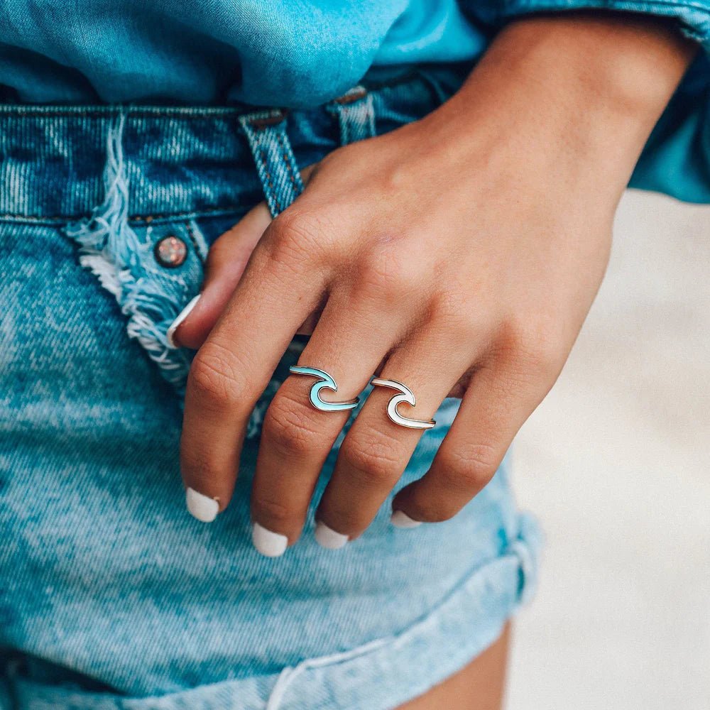 Anillo Ondas Esmaltado - #pino_y_jacaranda#
