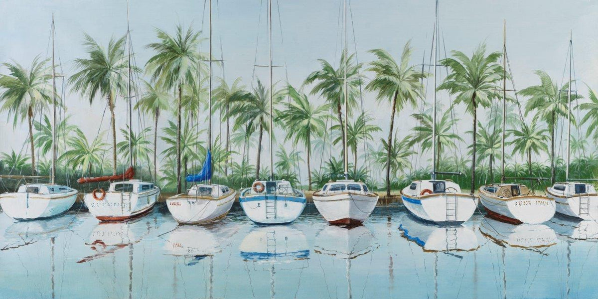 Cuadro Barcos y Palmeras - #pino_y_jacaranda#